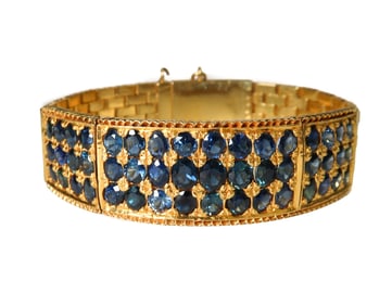 14k Yellow Gold and Dark Blue Topaz Gold Bracelet