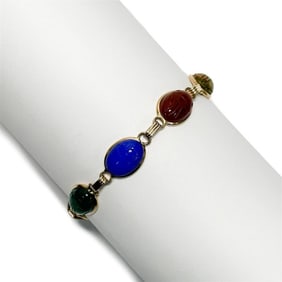 14k Yellow Gold Multi-Hardstone Scarab