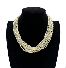 14k Yellow Gold 10 strand Fresh water pearl necklace