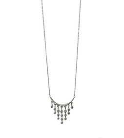 14k Yellow Gold and Diamond Curved Drop Necklace