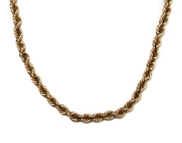 14k Yellow Gold Rope Chain Necklace