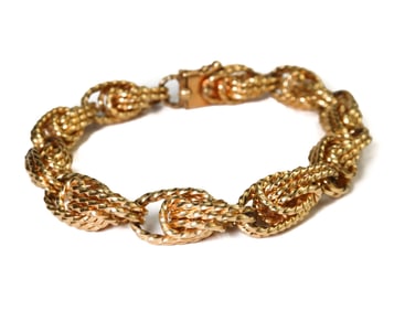 14k Yellow Gold Rope Chain Link Bracelet