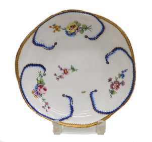 Sevres Hand Painted Porcelain Round Bowl Feuille de Choux, 1780