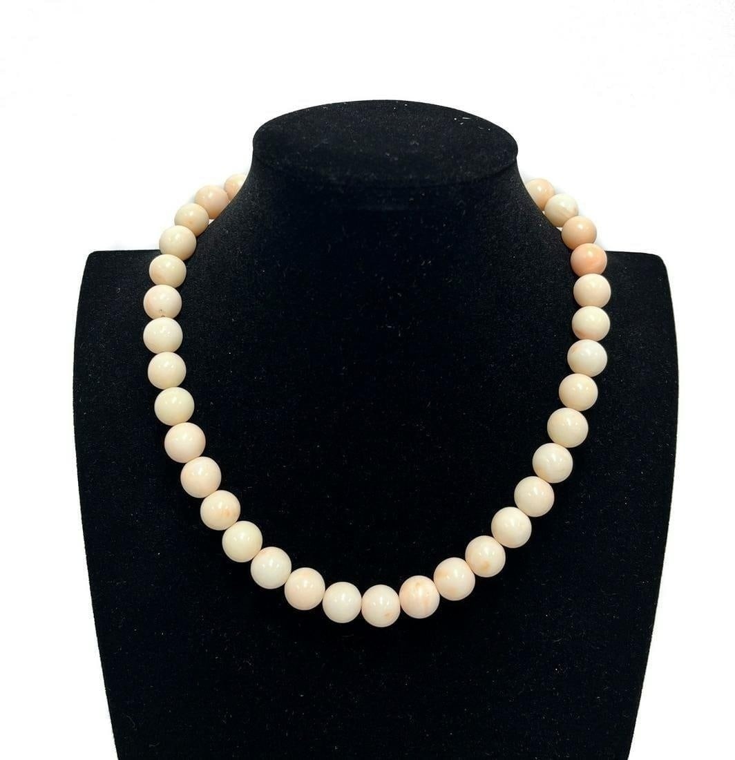WF 14k Yellow Gold Angel Skin Coral Single Strand Necklace (1 of 7)