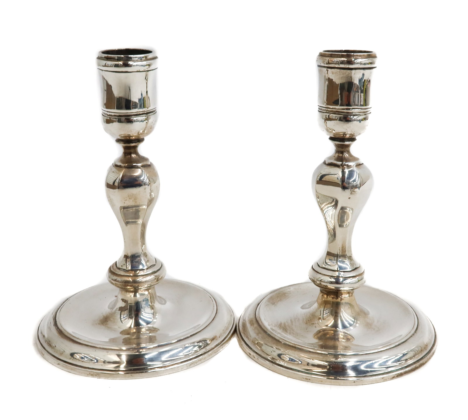 Pair Tiffany & Co. Makers John C. Moore II Sterling Silver Candlesticks #18444, 1913 (1 of 8)