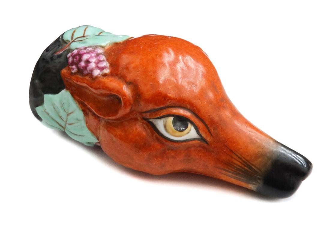 English Staffordshire Porcelain Stirrup Cup of a Fox, 19th Century (1 of 6)