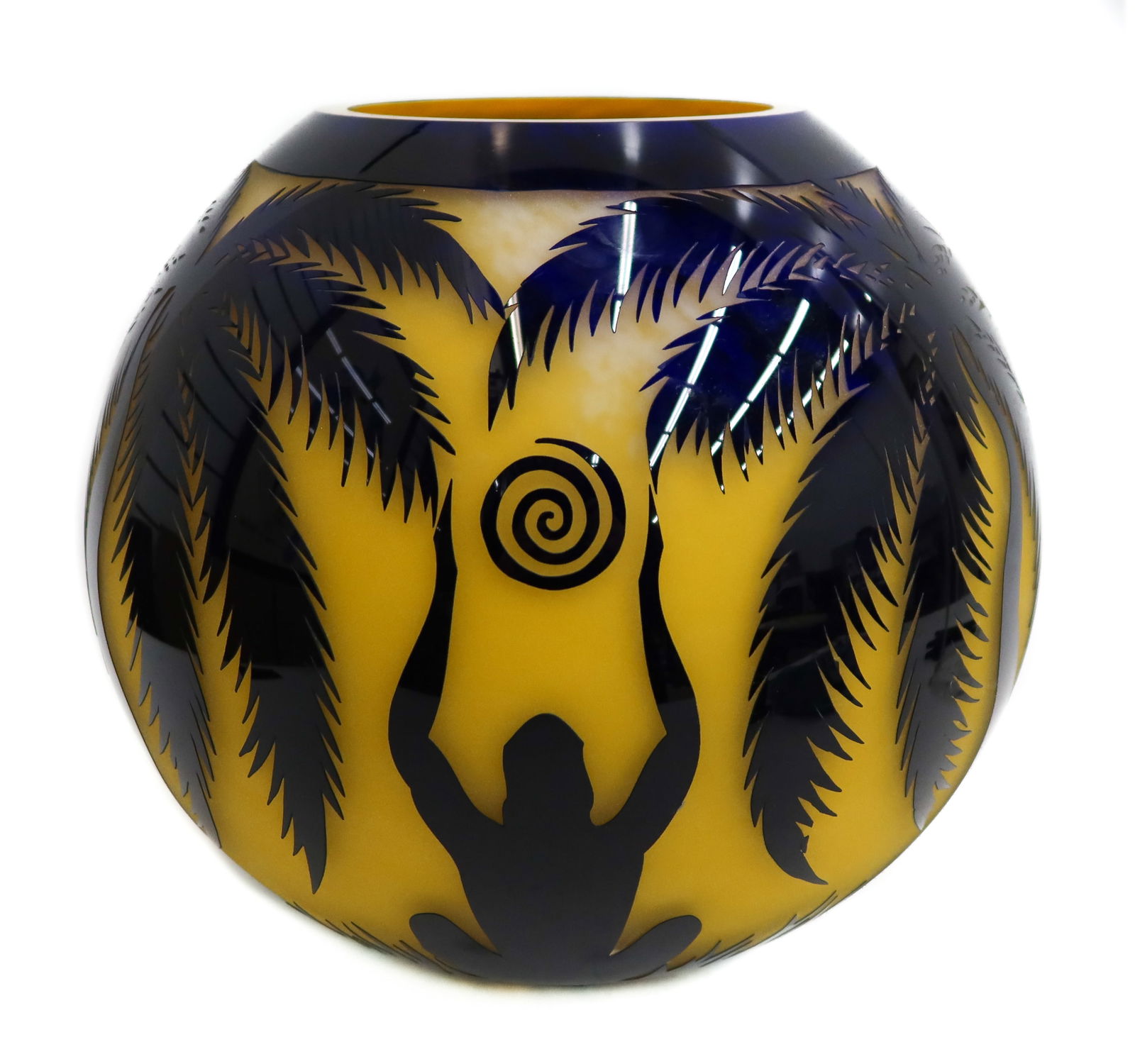 Duncan McClellan (US 20th C) Carved Art Glass on Vase Celebration of Life Force (1 of 10)