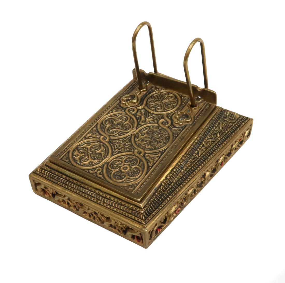 Tiffany Studios New York Gilt Bronze Calendar Note Stand in Venetian #1662 c1900 (1 of 8)