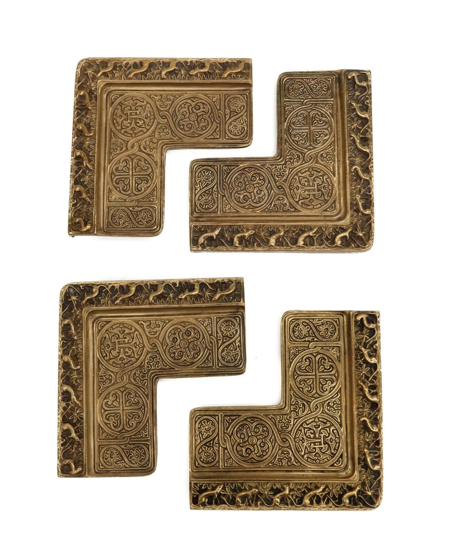 4 Tiffany Studios New York Gilt Bronze Blotter Ends in Venetian #1694 circa 1900 (1 of 7)