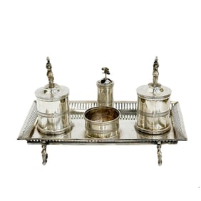 Nicolas Chameroi Spanish Silver Inkstand Figural Sphinxes circa 1800