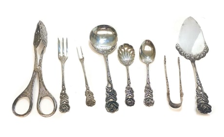 Antiko German 800 Silver 8 Piece Full Dessert Flatware Service for 12, c. 1960