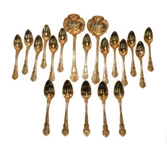 Christofle France Gilt  Dessert Spoons for 18.