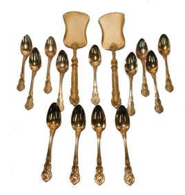Christofle France Gilt  Dessert Flatware for 12