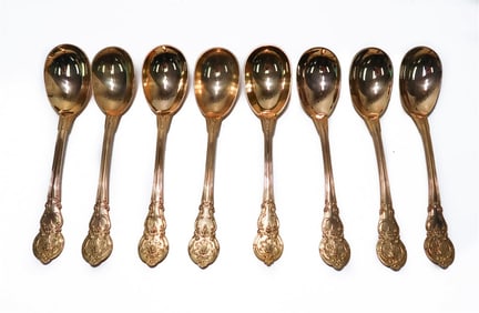 8 Christofle France Gilt  Serving Spoons