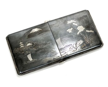 Japanese Silver Inlaid and mount Mixed Metal Case