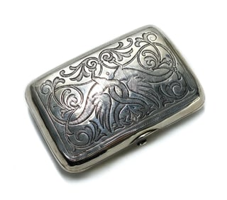 Russian 84 Silver Floral Cigarette Case