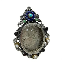 Continental Solid Gilt Silver and Jeweled Miniature Photo Frame, 1st Half 20th C