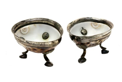 Pair Continental Silver Cowrie Shell Open Salt Cellars George III 18th Century