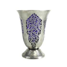 Pure Silver Overlay Leaf Footed Vase, c1940