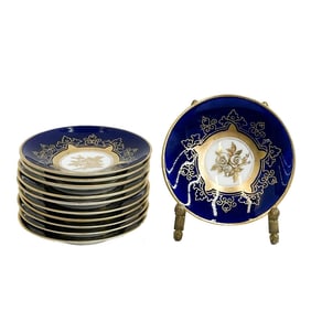 11 Wedgwood England Porcelain Butter Pats Cobalt Blue X5987 circa 1920