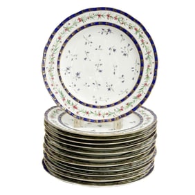 12 Sevres Directoire Hand Painted Porcelain Dessert Plates 1795