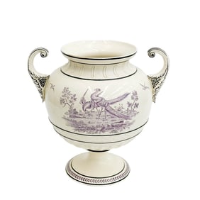 Wedgwood England Queensware Handled Porcelain Vase Liverpool Birds