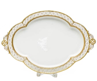 Royal Crown Derby Hand Painted Beaded Enamel Reticulated Porcelain Tray