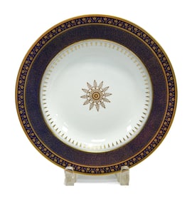 Manufacture de Sevres Porcelain Cobalt Blue and Gilt Deep Well Plate, 1862