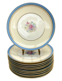 12 Lenox Porcelain 7 inch Dessert Plates, Floral Bouquet , circa 1950