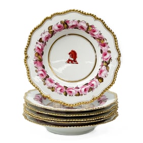 6 Flight, Barr & Barr Worcester Armorial Soup Bowls