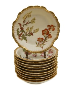 10 Royal Worcester England Hand Painted Porcelain Dessert Appetizer Bowls 1889