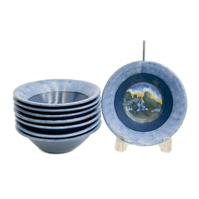 8 Paul Revere Pottery Saturday Evening Girls Landscape Soup Bowls Lili Shapiro