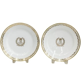 Pair Manufacture de Sevres Louis Phillipe Gilt Porcelain Plates 1840 / 1858