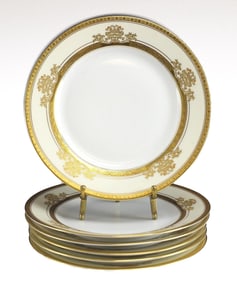 6pc Pirkenhammer Czech Porcelain 8.25" Salad Plates Gilt, 48 Available