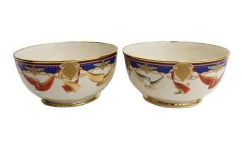 Pair Lenox China Presentation Bowls in Millennium, Limited Edition