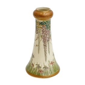 Kinkozan Satsuma Hand Painted Porcelain Vase Wisteria Flowers Meiji period
