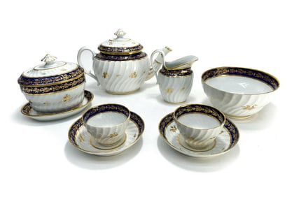 English Porcelain Tete-a-Tete Tea Service, Cobalt Blue & Gilt, Early 19th Cent.