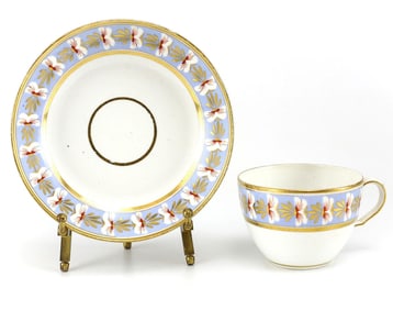 Spode Porcelain Cup & Saucer, 19th Century Hand Painted Gilt & Floral Design