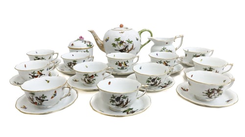 Herend Hungary Rothschild Bird Teaset for 12 Birds and Insects