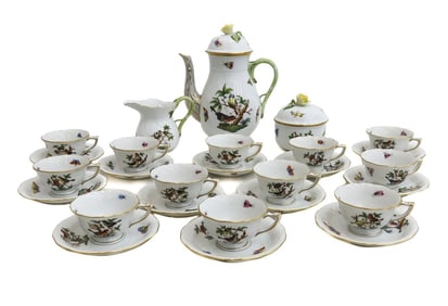 Herend Hungary Rothschild Bird Small Coffee set for 12 Birds and Insects
