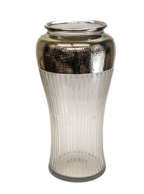 American Sterling Silver Overlay Cut Glass Vase, c900