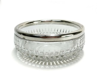 German 925 Sterling Silver and Cut Glass Bowl