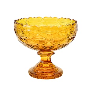 Bohemian Amber Gold Cut Glass Centerpiece Bowl, 19th century