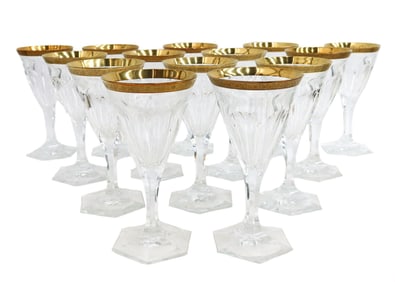14 Moser Czech Cut Crystal Glass Water Goblets in Adela Melikoff