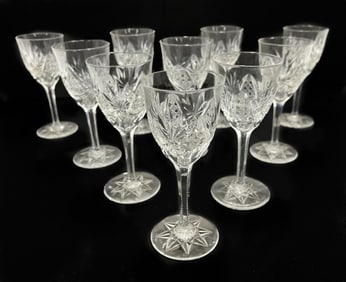 10 Val St. Lambert Clear Cut Claret Wine Goblets