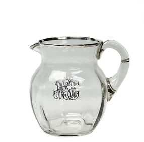 American Sterling Silver Overlay Glass Pitcher, early 20th century