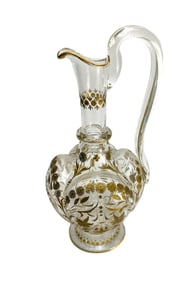 Continental Acid Etched Floral Glass Jug or Pitcher, circa 1950