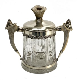 Redlich Co. Sterling Silver Cut Glass Jar Cigar Humidor