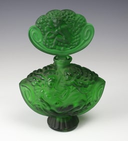 Czech Bohemia Emerald Green Art Glass Perfume Bottle