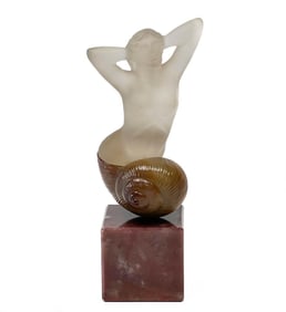 Smoky Quartz & Agate Snail Lady Figurine